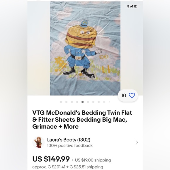 VTG Ronald McDonald's Twin sheet set - Picture 6 of 6